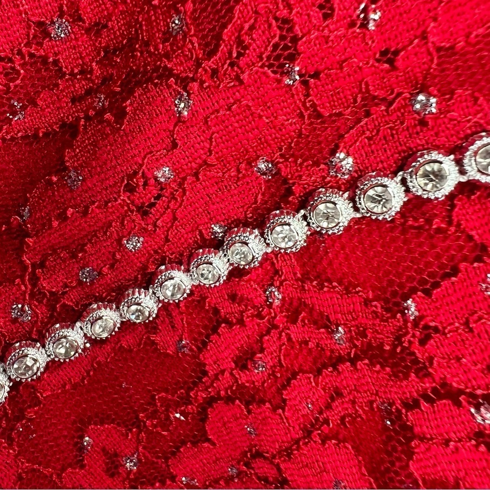 Speechless Girls Plus Size 20.5 Red Party Dress Rhinestone Sleeveless Tie XXL - Picture 5 of 7